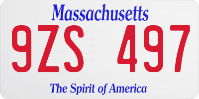 MA license plate 9ZS497