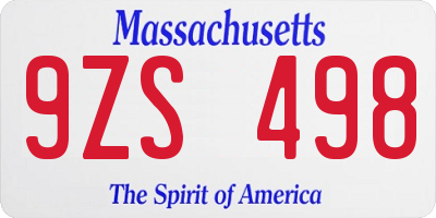 MA license plate 9ZS498