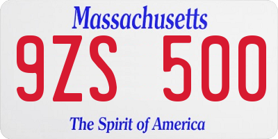 MA license plate 9ZS500