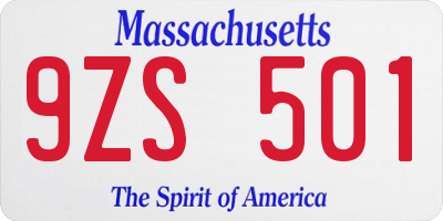 MA license plate 9ZS501