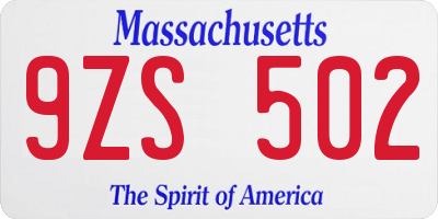 MA license plate 9ZS502