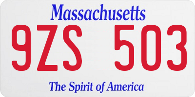 MA license plate 9ZS503