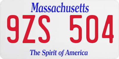 MA license plate 9ZS504