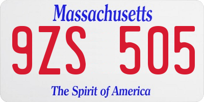 MA license plate 9ZS505