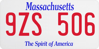 MA license plate 9ZS506