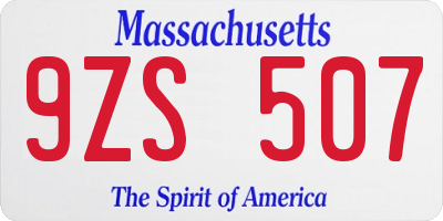 MA license plate 9ZS507