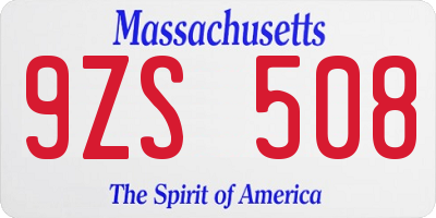 MA license plate 9ZS508