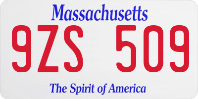 MA license plate 9ZS509