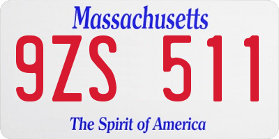 MA license plate 9ZS511