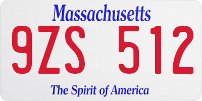 MA license plate 9ZS512