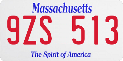 MA license plate 9ZS513