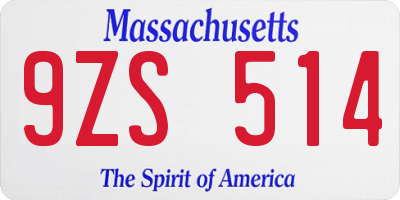 MA license plate 9ZS514