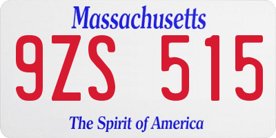 MA license plate 9ZS515