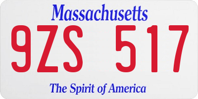 MA license plate 9ZS517