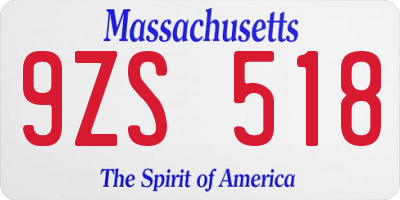 MA license plate 9ZS518