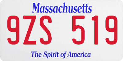 MA license plate 9ZS519