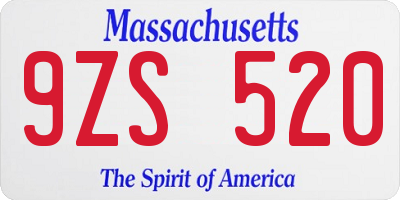 MA license plate 9ZS520