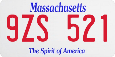 MA license plate 9ZS521