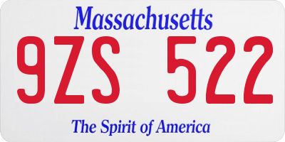 MA license plate 9ZS522