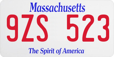 MA license plate 9ZS523