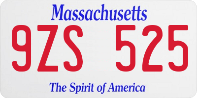 MA license plate 9ZS525