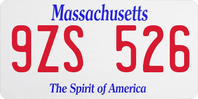 MA license plate 9ZS526