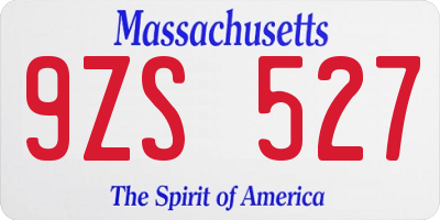 MA license plate 9ZS527