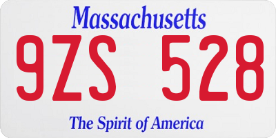 MA license plate 9ZS528