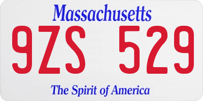 MA license plate 9ZS529