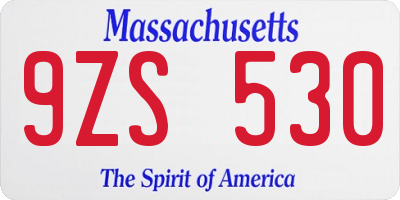 MA license plate 9ZS530