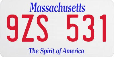 MA license plate 9ZS531