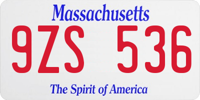 MA license plate 9ZS536