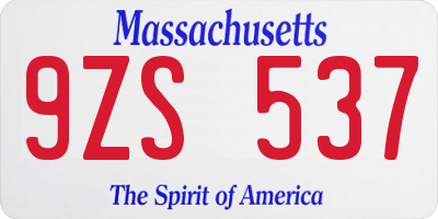 MA license plate 9ZS537