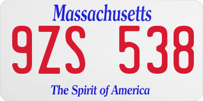 MA license plate 9ZS538