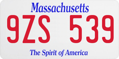 MA license plate 9ZS539