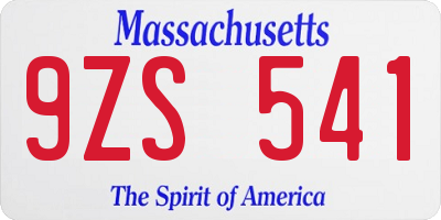 MA license plate 9ZS541