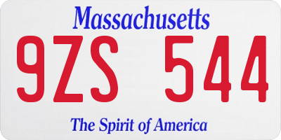 MA license plate 9ZS544