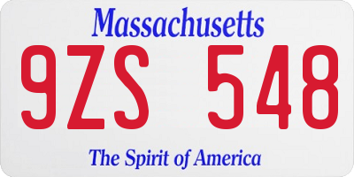 MA license plate 9ZS548