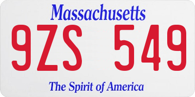 MA license plate 9ZS549