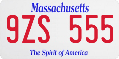 MA license plate 9ZS555