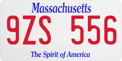 MA license plate 9ZS556