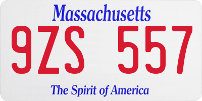 MA license plate 9ZS557