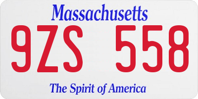 MA license plate 9ZS558