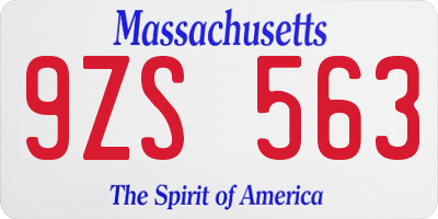 MA license plate 9ZS563