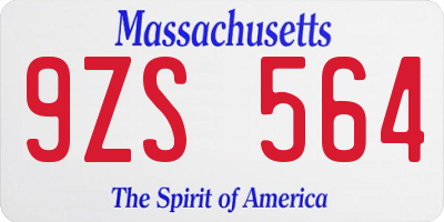MA license plate 9ZS564