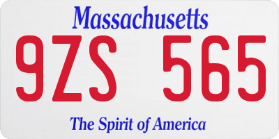 MA license plate 9ZS565