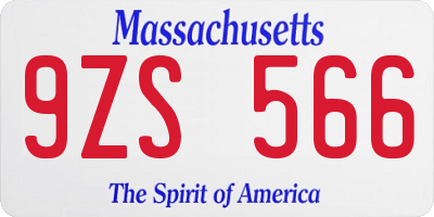 MA license plate 9ZS566