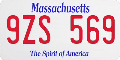 MA license plate 9ZS569