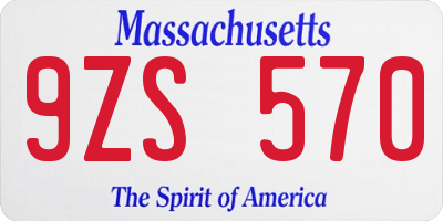 MA license plate 9ZS570