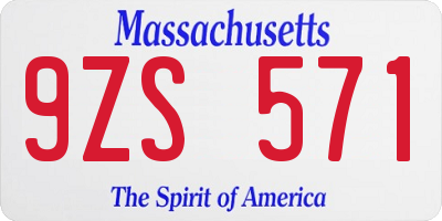 MA license plate 9ZS571